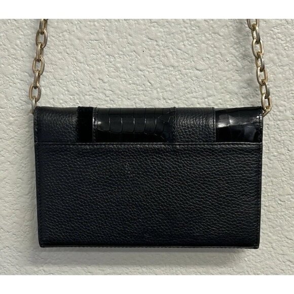 Treasure & Bond Black Pebbled Leather Crossbody Purse Bag Clutch Gold Hardware - Picture 5 of 12